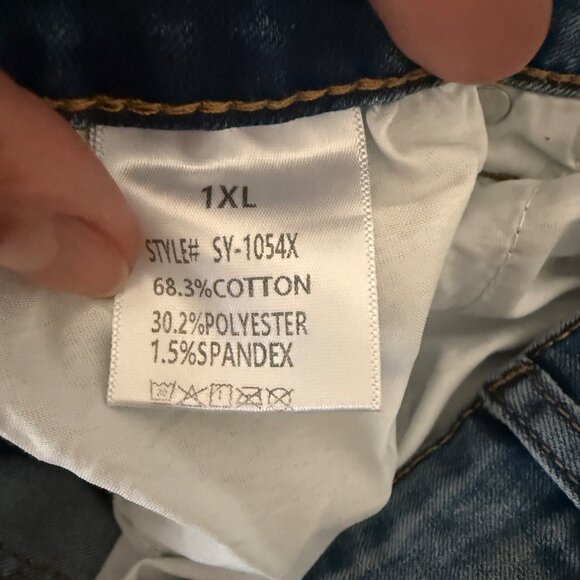 VipHoney Womens High-Waisted Button-Fly Wide-Leg Blue Jeans 1XL Cotton/Polyester - Picture 4 of 4